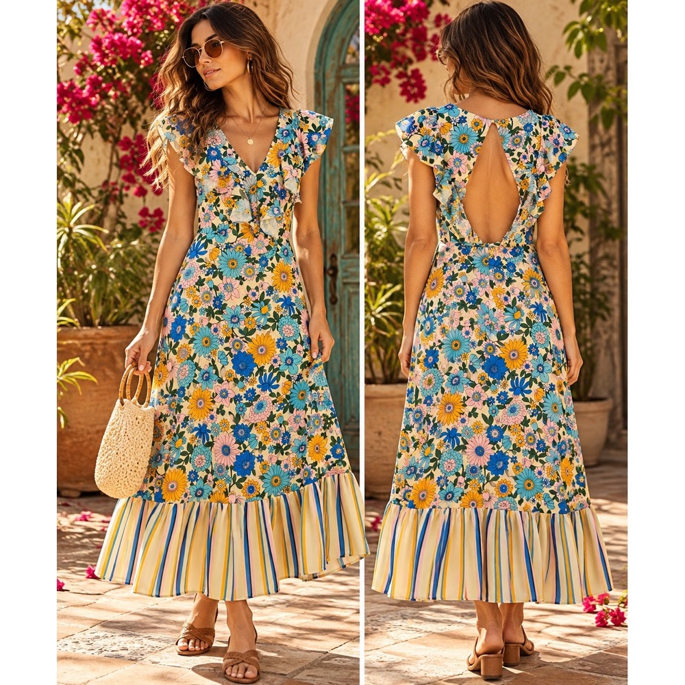 Topshop Floral Maxi Dress | Retro 70s Floral | US 4